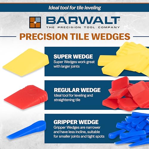Image of BARWALT Precision Tile Wedges, 550 Quantity, Gripper Wedge, BWT16370 (Pack of 2)