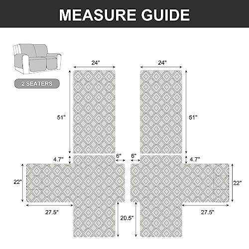 Genina Loveseat Recliner Cover Non-Slip, Sofa Cover For Reclining Couch 2 Seat, Loveseat Covers Double Recliner Furniture Protector Cover With Elastic Straps For Pets (Dark Gray, Recliner Loveseat) #TOP4