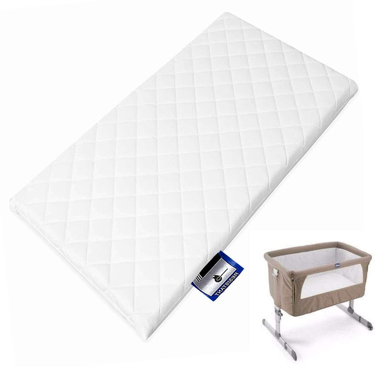 Quality Replacement Mattress for Crib Cradle Pram Snuz Pod Bedside Quilted Size 80 X 38 CM Thickness 4 CM