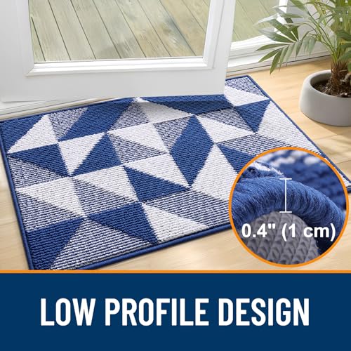 Image of OLANLY Door Mat Indoor Entrance Washable 32x20, Odor-Free Low-Profile Front Back Geometric Doormat, Absorbent Resist Dirt Entry Carpet, Easy to Clean Sturdy Inside Floor Mats for Entryway, Navy