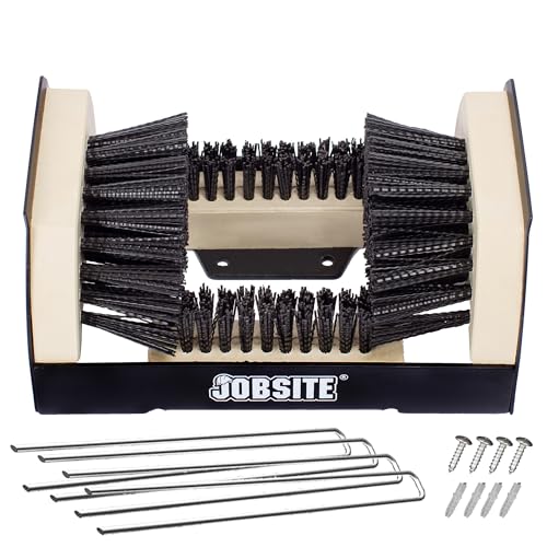 JobSite The Original Boot Scrubber - Includes Stakes for Grass Mounting - All Weather Industrial Shoe Cleaner & Scraper Brush