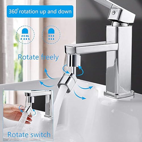 Image of RECLUSE 720 Degree Rotatable Faucet Sprayer Head Universal Splash Filter Faucet with 4-Layer Net Filter for Anti-Splash Dual-Function 2 Flow Faucet Sprayer Attachment for Face Washing Eyewash & Gargle
