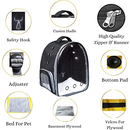 Image of Risan Pets Pet Backpack Transparent Cat & Small Dog Puppy Kitty Shihtzu Carriers for Breathable Airline Travel Approved Air Ventilation Backpack Size 17 x 13 x 11 inch(Black)
