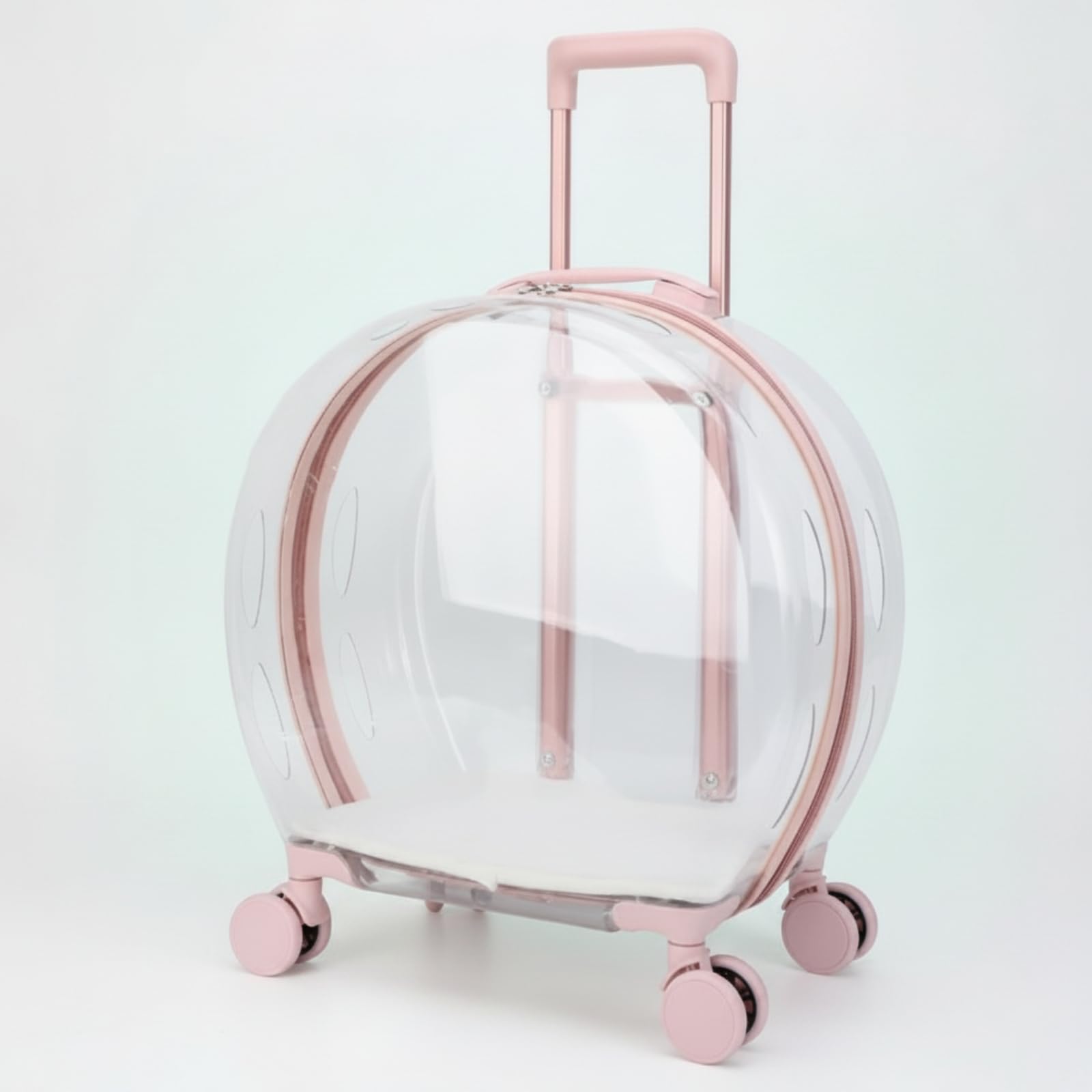 Transportín con Ruedas Rígido Transportín Ventilado para Gatos, Perros Pequeños, Viajes, Verde, Rayas