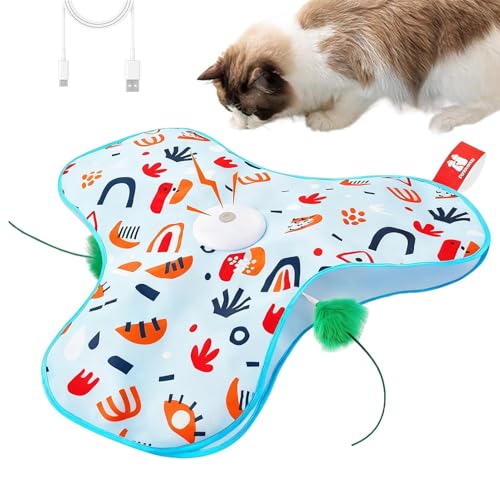 電動猫おもちゃ - 充電式隠し猫じゃらし,アクティブ猫おもちゃ,家庭用 リビング 寝室 キッチン 玄関 アパート コーナー 遊び場