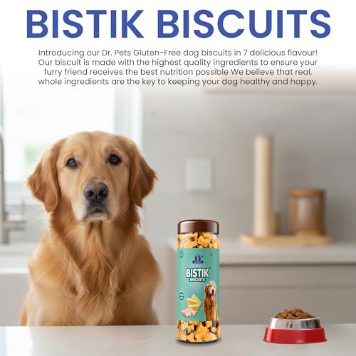 Image of Dr. Pets Pack of 2 (450g Each) Bistik Dog Biscuits Chicken Cheese Flavor | Crunchy Dog Treats for Puppies & Adult Dogs | Daily Training Snacks | Made with Chicken & Cheese