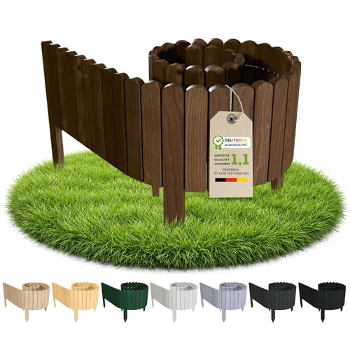 Floranica bordura para jardín 40 x 200 cm marrón Borde césped Valla de jardín Valla de Madera bordura Flexible en Rollo