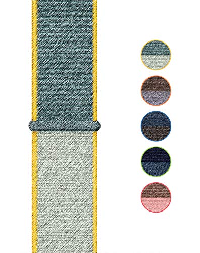 Vandarui Correa Compatible con Series 5/Series 4/Series 3/Series 2/Series 1, Nylon Pulseras de Repuesto (42mm/44mm, Amarillo Solar)