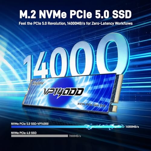 KingSpec 1TB M.2 Gen5 NVMe SSD 2280 Internal Solid State Drive | Up to 14,000MB/s Read Speed for Gaming PC, Video Editin - Additional View