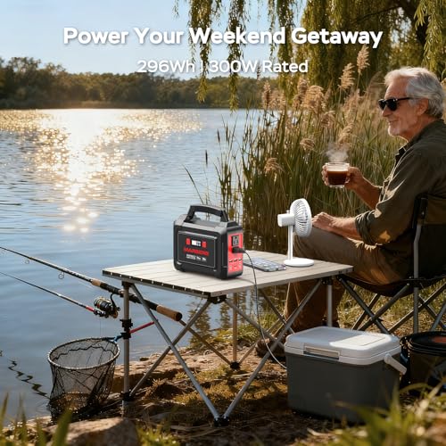 Image of MARBERO Solar Generator 296Wh with Solar Panels 60W Portable Power Station with 300W Pure Sine Wave Solar Generator with Panels Included USB DC AC Outlet for Camping RV Van Outdoor Emergency Home
