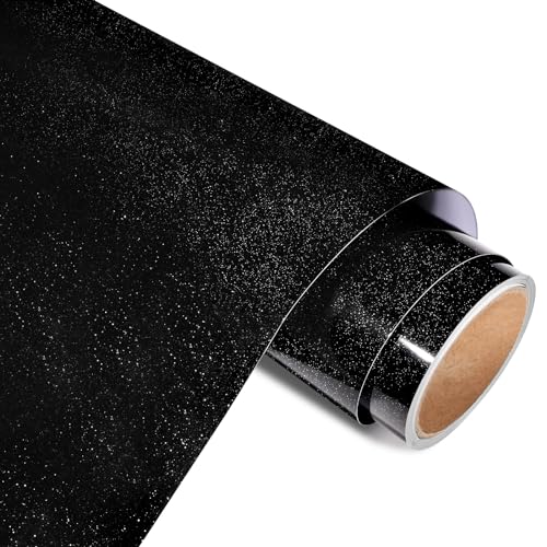 AHIJOY Black Glitter Permanent Vinyl