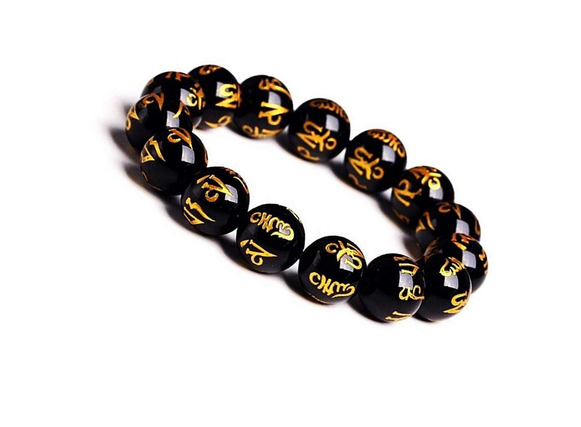 Mautik Sadiwala Om Mani Padme Hum Black Obsidian Bracelet Meditation Bracelet Natural Gemstone Beaded Stretch Bracelet Protection Bracelet (B091FJRSV9) Amazon Price History, Amazon Price Tracker