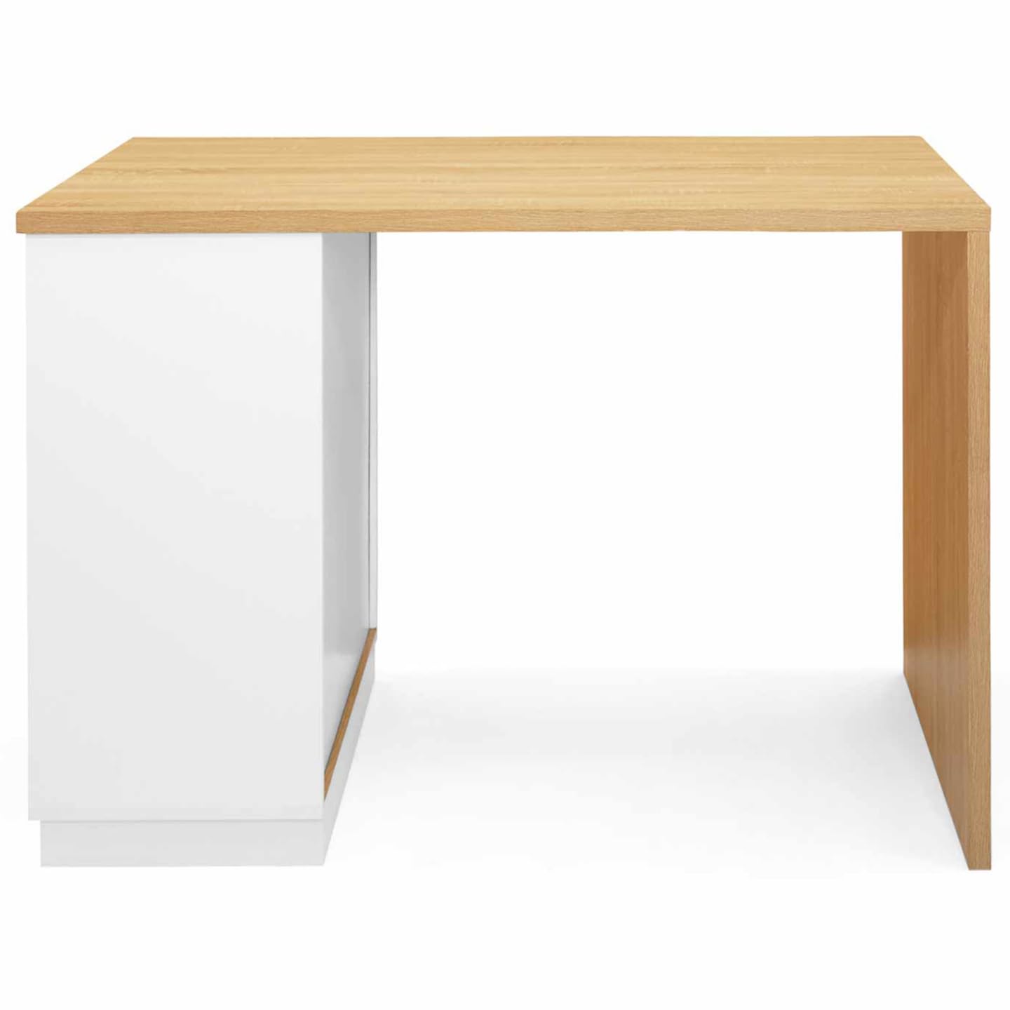 IDMarket - Ilot Central Mange Debout 4 Personnes VITO 130 cm Blanc et Plateau Bois