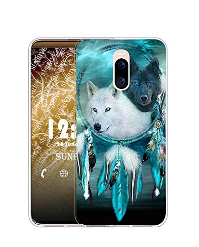 Sunrive Funda Compatible con Meizu M6 Note, Silicona Slim Fit Gel Transparente Carcasa Case Bumper de Impactos y Anti-Arañazos Espalda Cover(Q Lobo 6)