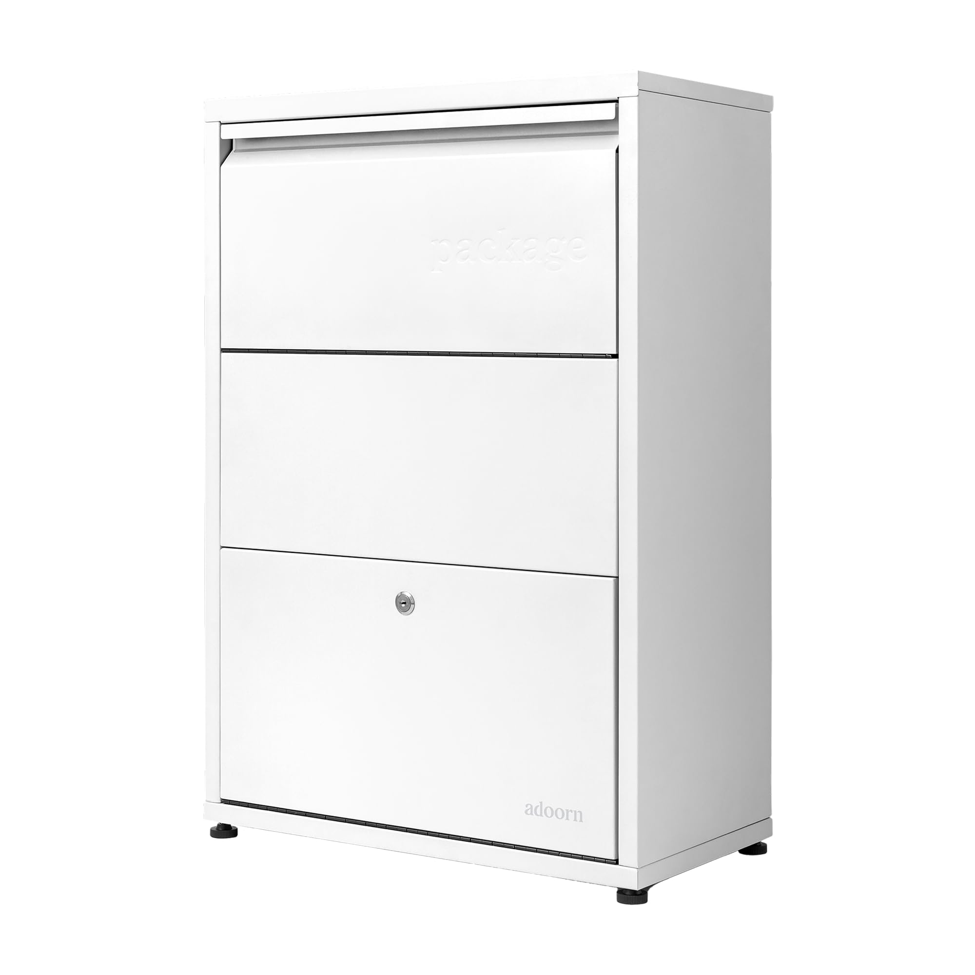 adoorn Modern Small Locking Package Delivery Boxes for Outside - White