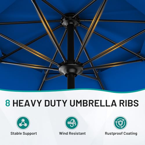 Image of AreShark 10ft 2 Tiers Patio Umbrella - Outdoor Umbrella Waterproof UV Protection, Market Table Umbrella w /Push Button Tilt&Crank for Pool, Porch, Garden(Royal Blue)