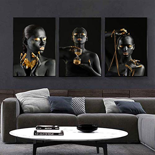 Art Africain Femme Peinture Toile : Habillez Vos Murs Vides avec un Triptyque Prêt à Poser