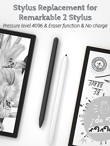 Image of Marker Pen For Remarkable 2 Pen, Digital Eraser,4096 Pressure Sensitivity, Palm Rejection, Remarkable Pen Plus Remarkable2 Stylus Pen With 5 Pcs Tips /Nibs For Tablet (Black)