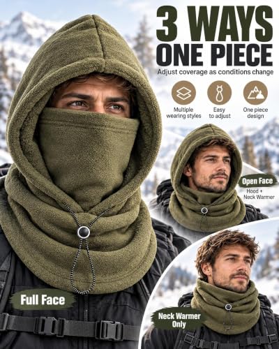Balaclava for Men Women Thermal WInter Ski Mask Unisex Warm Fleece Hood Hat | Double Layer Hooded Balaclava Ski Mask, Fleece Winter Hat, Face Neck Warmer for Cycling, Motorbike and Outdoor Activities, image 2