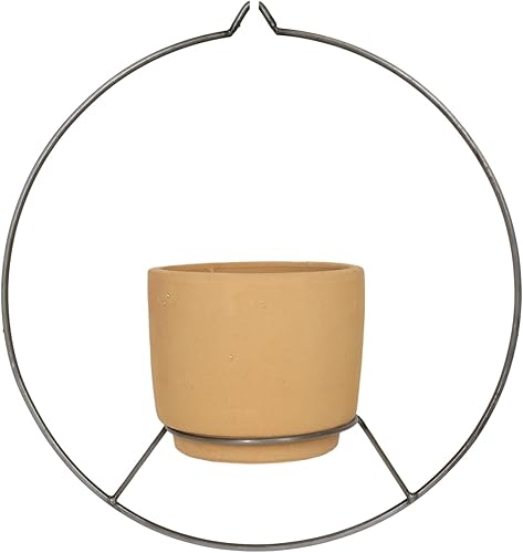 Miniatura 3 de Ebros Gift Maceta rústica tradicional de arcilla redonda natural con soporte de alambre colgante de 15 pulgadas de alto para flores, plantas,