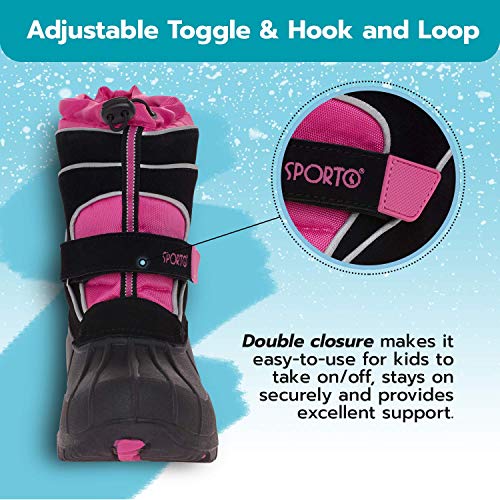 sporto girls Blizzardsp Snow Boot, Black/Pink, 4 Big Kid US2
