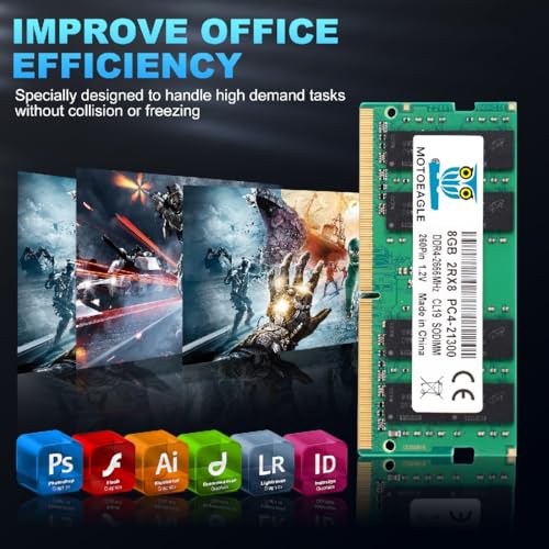 Image of 16GB (2X8GB) DDR4 2666MHz PC4-21300 PC4-2666V 2RX8 CL19 SODIMM 1.2V 260-Pin Non-ECC SO-DIMM Laptop Notebook RAM Memory Module