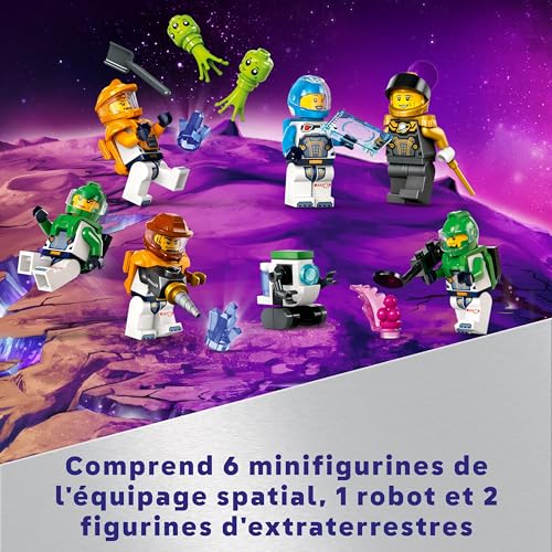 LEGO City La Station Spatiale et la Base de Lancement de Fusées, Jouet sur l'espace, Cadeau pour Enfants Dès 8 Ans, 6 Minifigurines, Jouet de Robot et 2 Figurines d'Extraterrestres 60434