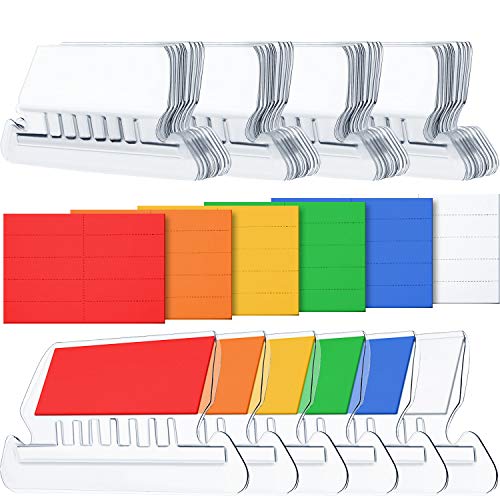 Hanging Folder Tabs and Inserts for Organize and Distinguish Hanging Files, 2 Inch, Clear to Read (60 Sets, Angle Design Multicolor)