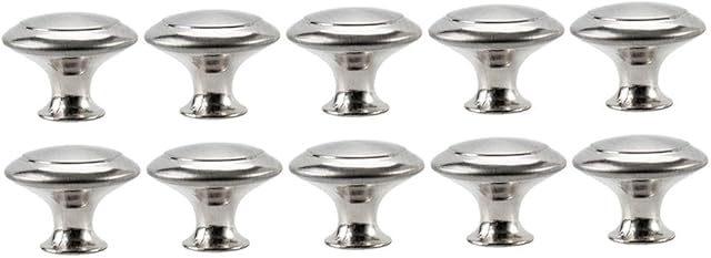 Beenle-Icey 10Pack Cabinet Knobs Brushed Chrome Round Drawer Handle Hardware Stainless Steel with Screw for Furniture Drawer Wardrobes Bathroom Doors Drawer Dresser