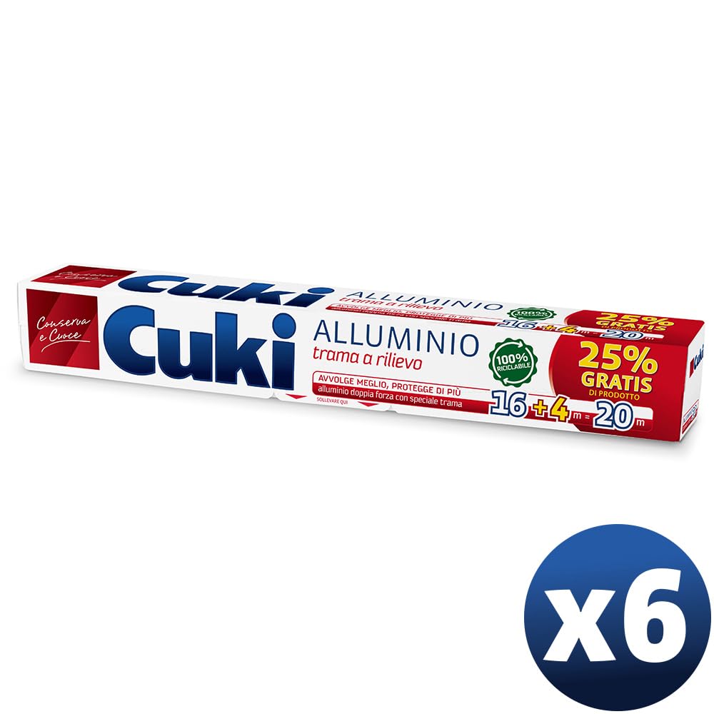 Cuki Alluminio con speciale Trama a Rilievo 16+4m, 6 confezioni da 16+4m