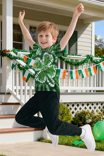 Image of TMSD Unisex Kids St.Patrick's Day T-Shirt Short Sleeve Crew Neck Clover Shamrock Tee 4-14 Years
