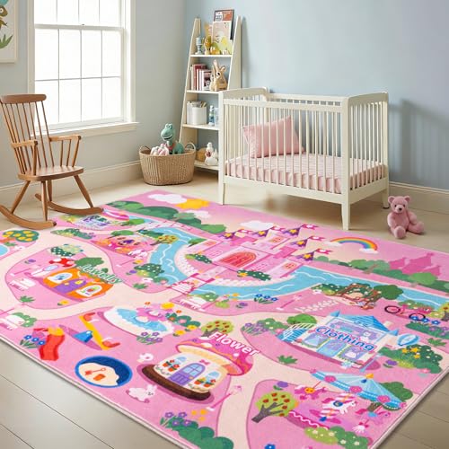Tapete para niños rosa Castillo, ultra suave, 3x4ft miniatura 2