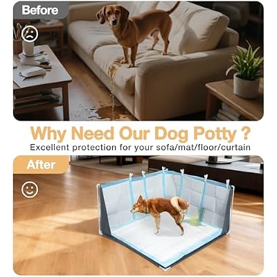 32 x 32 x 17 Dog Litter Box with High Walls, No-Spill Portable Dog Potty Tray Dogs Pee Pad Holder with Waterproof Liner for Small Medium Dogs