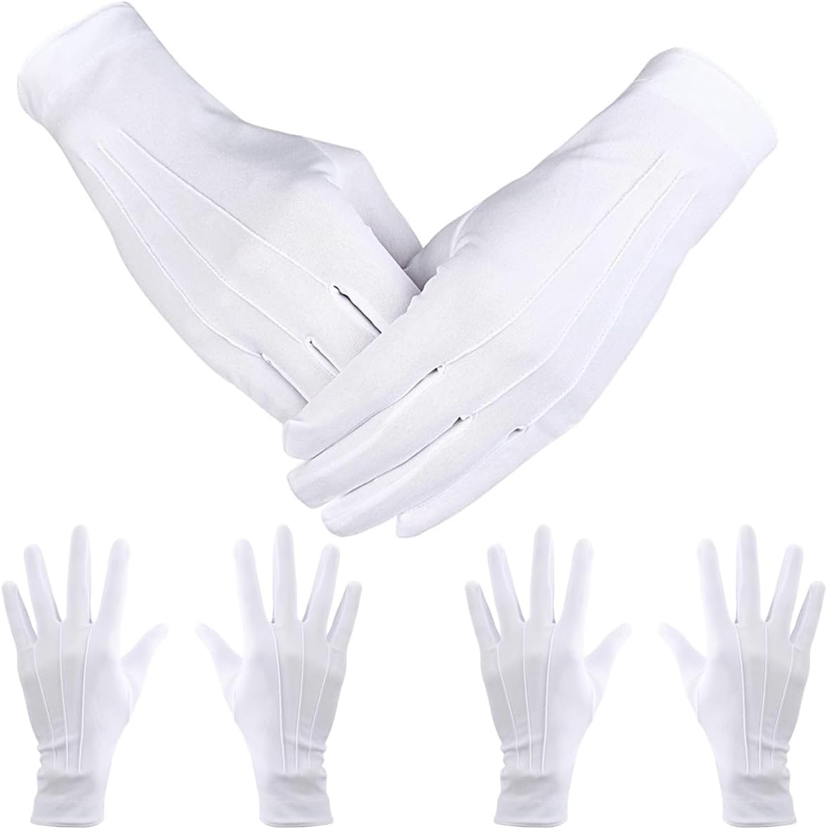 WchoeSS 3 Pairs White Gloves, Nylon Cotton Gloves White Cotton Gloves