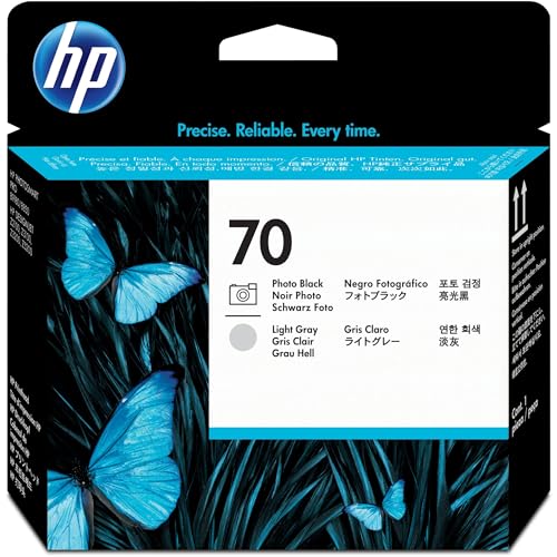 HP 70 Noir Photo et Gris Clair, TĂŞte d'Impression Originale