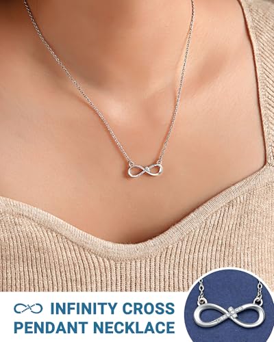 UNGENT THEM Love is Forever Infinity Cross Necklace for Granddaughter Daughter Birthday Christmas Valentines Religious Easter Gifts2