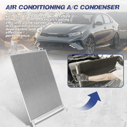 Image of Air Conditioning A /C Condenser Compatible with Kia Forte 2019-2023 L4 2.0L # 30185, 97606M7000, KI3030154