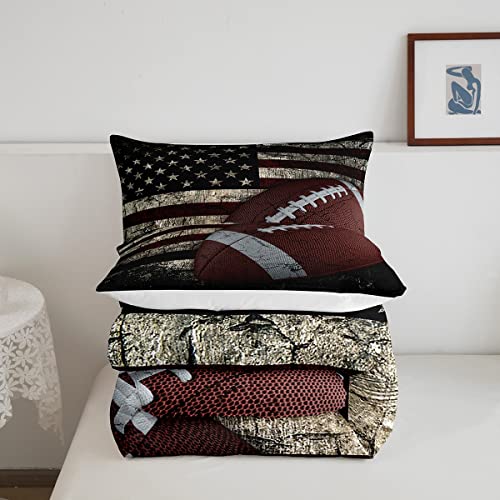 Erosebridal American Flag Bedding Set, Boys Football Comforter Set Queen Soccer Sports Games Down Comforter United States Federations Stars Stripes Duvet Sets For Kids Teens Adult Bedroom Decor #TOP4