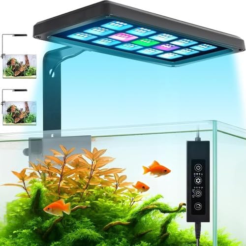 Full Spectrum 38 Watt LED RGBW Aquarium Light Kit - Adjustable Height Fish Tank Lamp with Controller – 12 Inch x 6 Inch