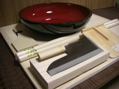 Amazon.co.jp: そば打ち道具 大型包丁・大型こね鉢セット 【雪柳