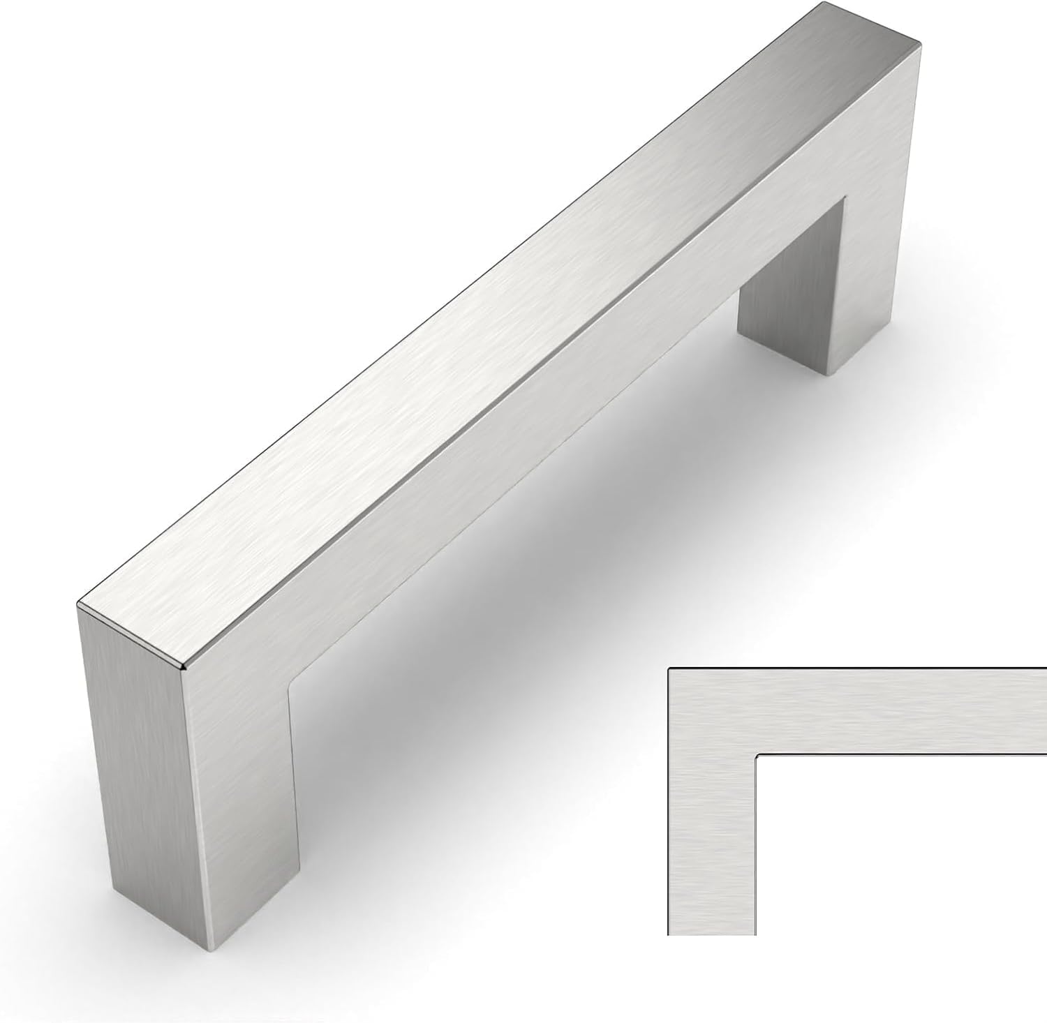 Amerdeco 10 Pack Brushed Satin Nickel Cabinet Pulls 3 Inch(76mm) Hole Centers Kitchen Cabinet Handles Cabinet Hardware Cupboard Handles Square Drawer Pulls