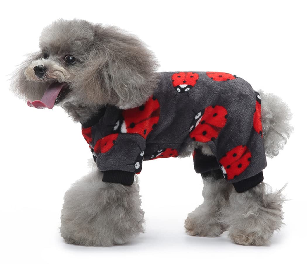 XIAOYU Cute Ladybug Pattern Dog Pajamas Pet Clothes Doggie Halloween Christmas Costumes Puppy Cat Jumpsuits, M - Image 3