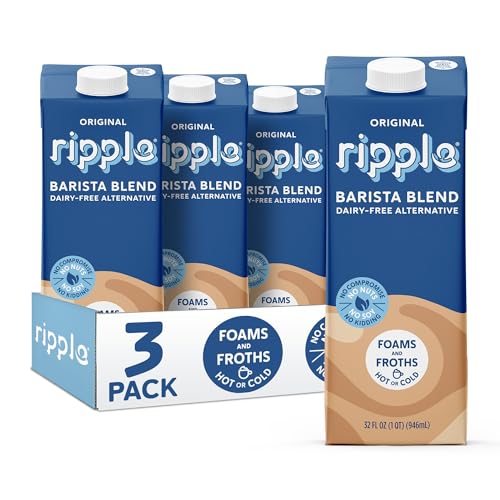 Image of Ripple Barista Non-Dairy Milk | Extra Cream & Foam l Shelf-Stable | Vegan | Plant-Based | 32 Fl Oz Cartons (Pack of 3)