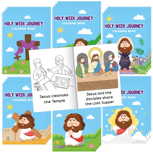 Bulk Easter Coloring Books,24Pcs Holy Week Journey Drawing Booklet for Kids