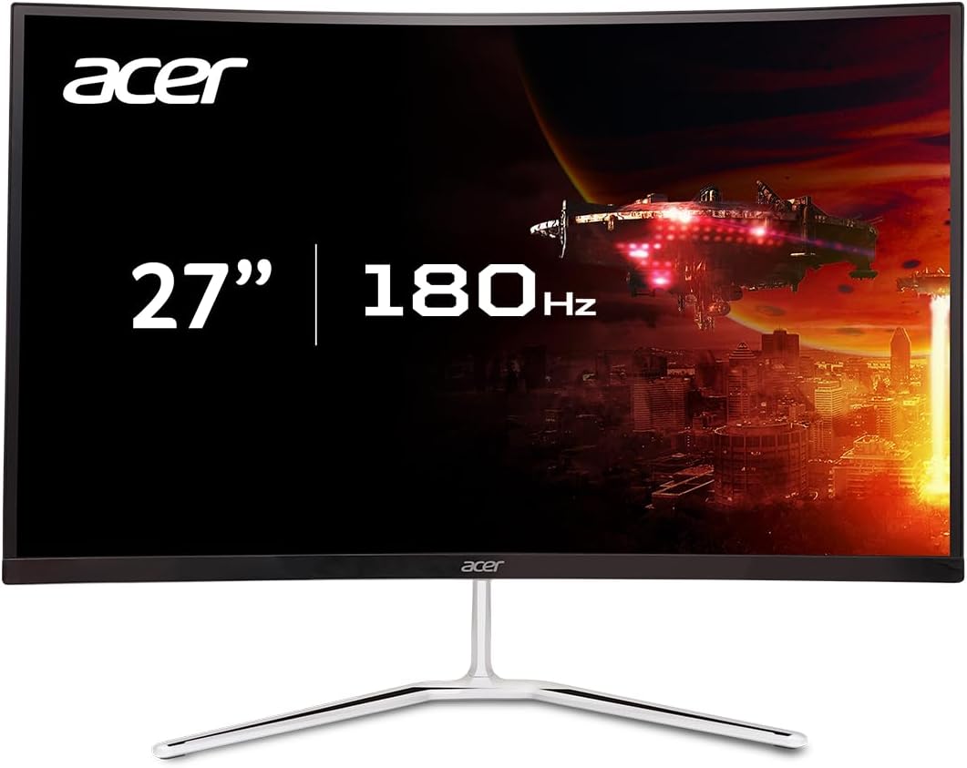 Nitro 27" WQHD 2560 x 1440 1500R Curved PC Gaming Monitor | AMD FreeSync Premium | 180Hz Refresh | 1ms VRB | VESA Mountable | HDR10 | 1 x Display Port 1.2 & 2 x HDMI 2.0 | EDA270U Pbmiipx