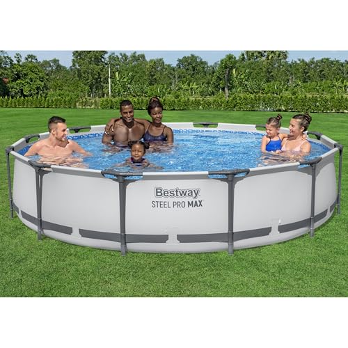 Image of Bestway Steel Pro MAX Above Ground Swimming Pool (12' x 30 inch) | Round Outdoor Backyard Family Pool with Tritech Puncture-Resistant Liner | Easy Setup | Includes Filter Pump for Clean, Clear Water