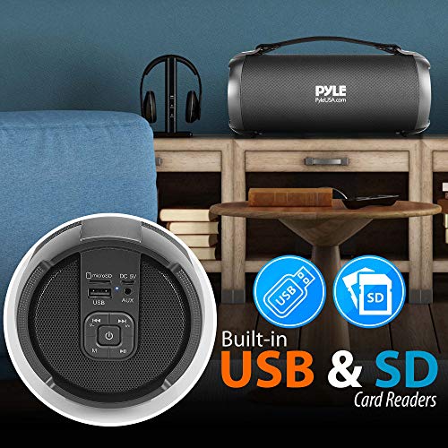 Pyle Wireless Portable Bluetooth Boombox Speaker - 17 Watt Rechargeable Boom Box Speaker Portable Music Barrel Loud Stereo System With Aux Input, Mp3/Usb/Sd Port, Fm Radio, 3" Tweeter Pbmspg2Bk #TOP4
