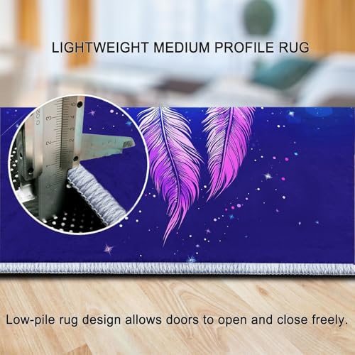 Tapis salon 120 x 170 cm violet lavable en machine et antidérapant pour bureau - 6