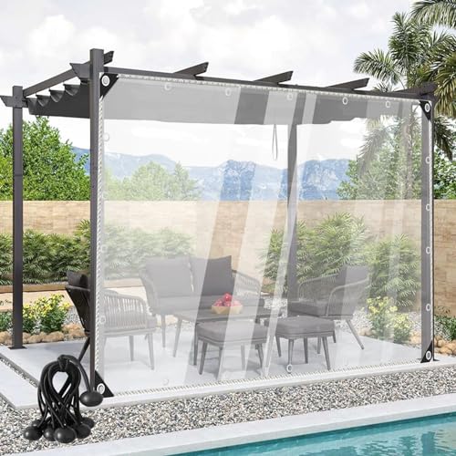 Rideaux d'extérieur étanches en PVC transparent abri pluie terrasse