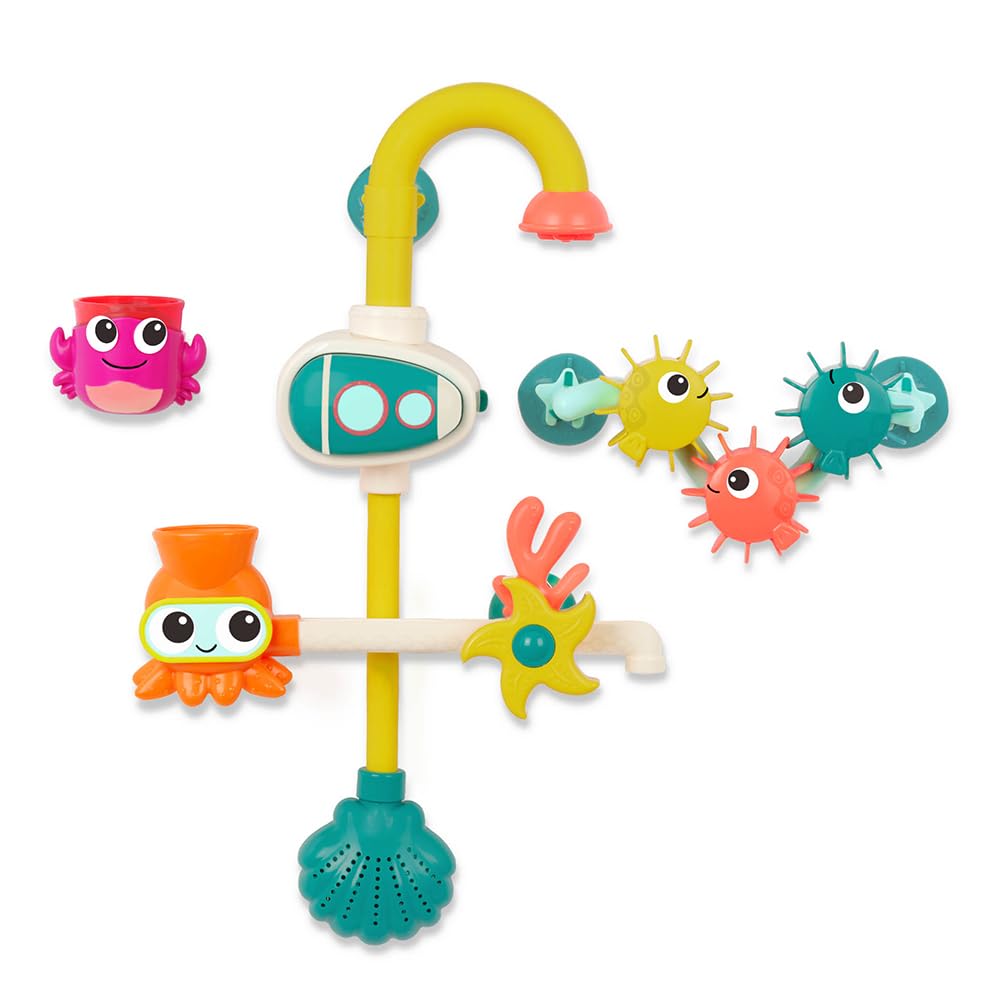 B. toys - Juguete Bomba de Baño - Juego acuático Submarino - 2 Modos de Bombeo (batería + Manual) - Taza de Goteo, hileras y Engranajes - 10 Meses +
